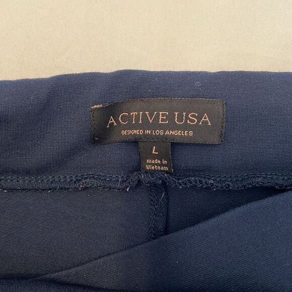 ActiveUSA szL blue elastic wrap front waist leggings great closet staple GUC - Picture 5 of 9